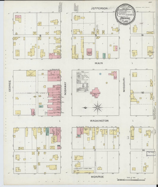 Sanborn Fire Insurance Map from Oregon, Holt County, Missouri (1893), Sheet #0001 - Historic Sanborn Fire Insurance Map Print, vintage old map wall art, antique decor, genealogy gift, Oregon Oregon map