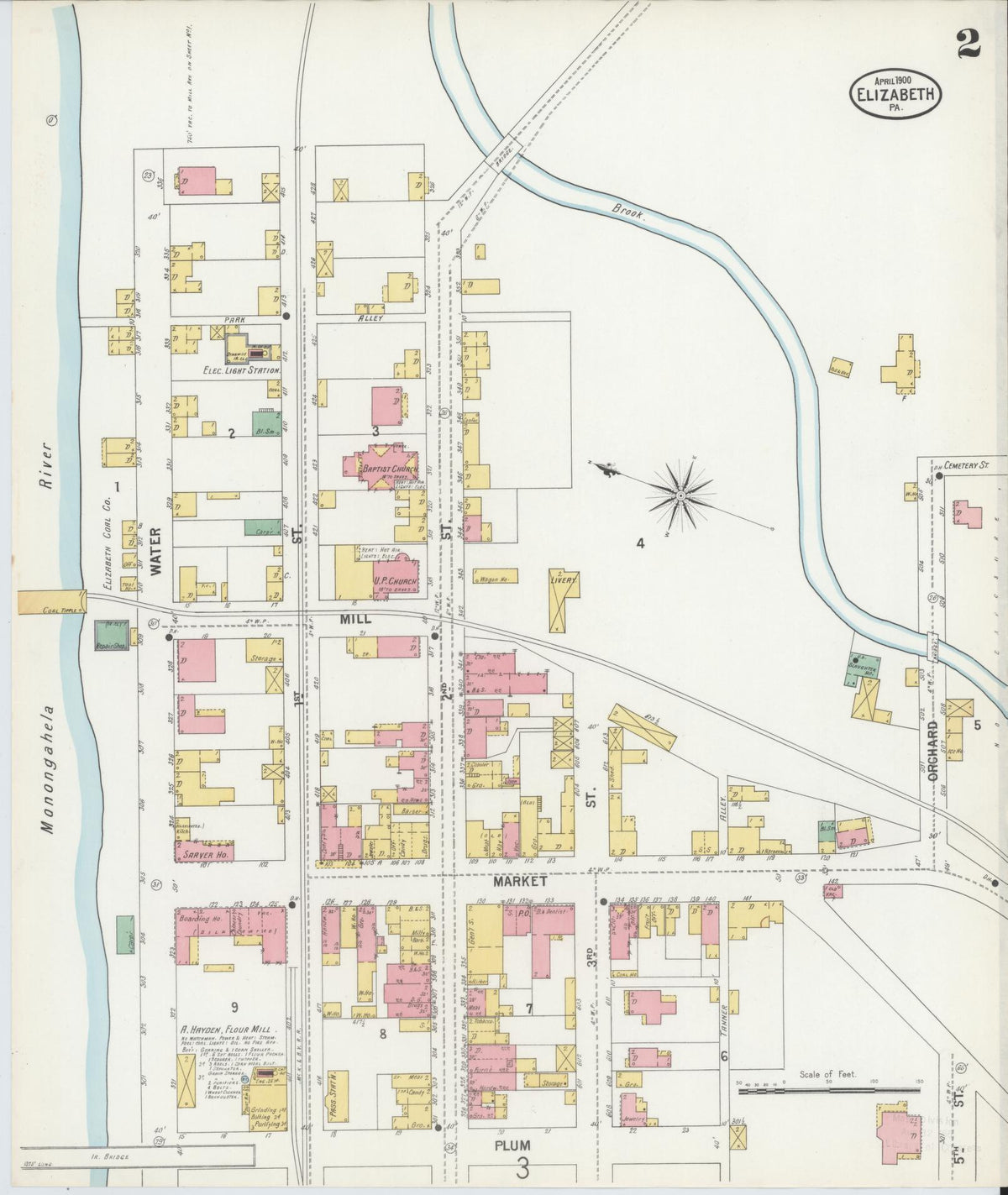 Sanborn Fire Insurance Map from Elizabeth, Allegheny County, Pennsylvania (1900), Sheet #0002 - Complete Map Set gallery image, historic Sanborn map, vintage wall art, Pennsylvania Pennsylvania