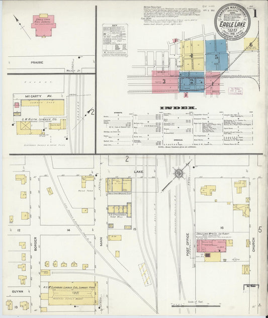 Sanborn Fire Insurance Map from Eagle Lake, Colorado County, Texas (1912), Sheet #0001 - Historic Sanborn Fire Insurance Map Print, vintage old map wall art, antique decor, genealogy gift, Eagle Lake Colorado map