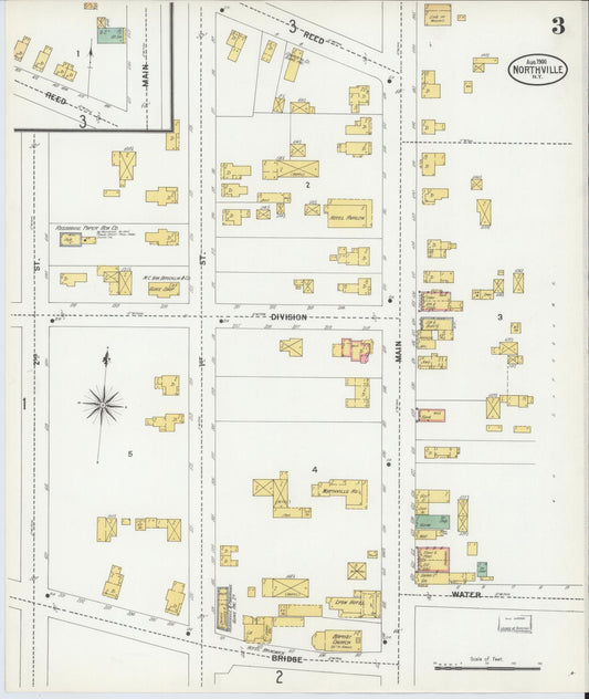 Sanborn Fire Insurance Map from Northville, Fulton County, New York (1900), Sheet #0003 - Historic Sanborn Fire Insurance Map Print, vintage old map wall art, antique decor, genealogy gift, New York New York map