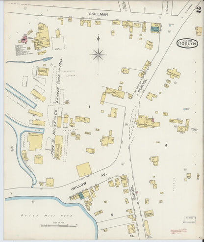 Sanborn Fire Insurance Map from Roslyn, Nassau County, New York (1893), Sheet #0002 - Complete Map Set gallery image, historic Sanborn map, vintage wall art, New York New York