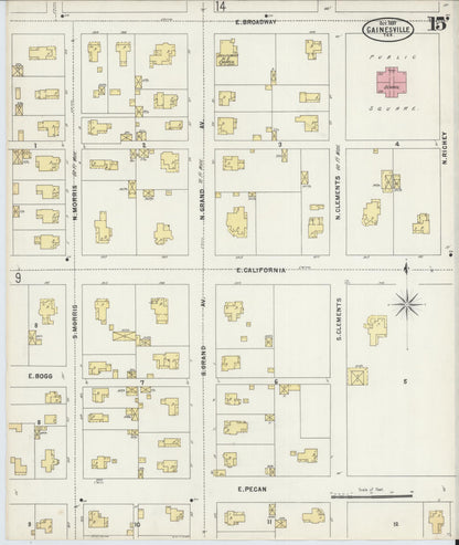 Sanborn Fire Insurance Map from Gainesville, Cooke County, Texas (1897), Sheet #0015 - Historic Sanborn Fire Insurance Map Print, vintage old map wall art, antique decor, genealogy gift, Texas Texas map