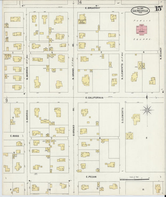 Sanborn Fire Insurance Map from Gainesville, Cooke County, Texas (1897), Sheet #0015 - Historic Sanborn Fire Insurance Map Print, vintage old map wall art, antique decor, genealogy gift, Texas Texas map