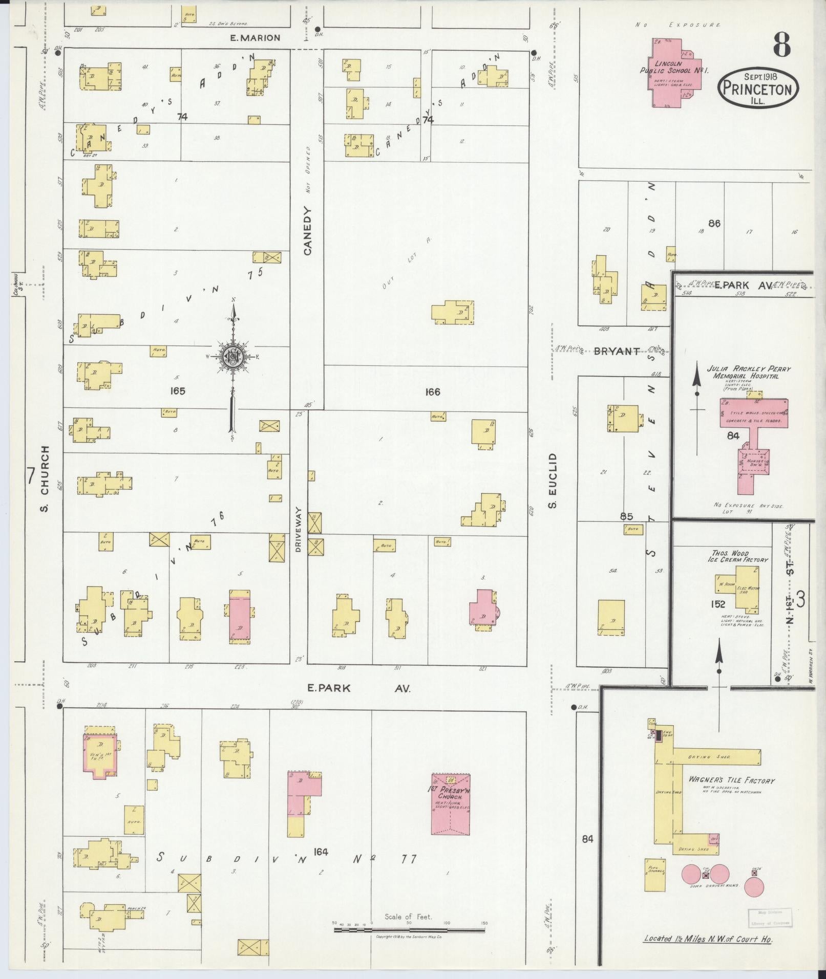 Sanborn Fire Insurance Map from Princeton, Bureau County, Illinois (1918), Sheet #0008 - Complete Map Set gallery image, historic Sanborn map, vintage wall art, Illinois Illinois
