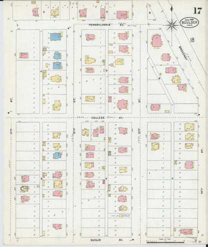 Sanborn Fire Insurance Map from Boulder, Boulder County, Colorado (1906), Sheet #0017 - Complete Map Set gallery image, historic Sanborn map, vintage wall art, Colorado Colorado