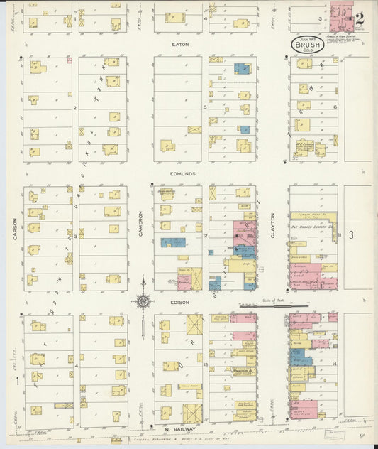 Sanborn Fire Insurance Map from Brush, Morgan County, Colorado (1913), Sheet #0002 - Historic Sanborn Fire Insurance Map Print, vintage old map wall art, antique decor, genealogy gift, Colorado Colorado map