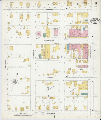 Sanborn Fire Insurance Map from Greenup, Cumberland County, Illinois (1906), Sheet #0002 - Historic Sanborn Fire Insurance Map Print, vintage old map wall art, antique decor, genealogy gift, Illinois Illinois map