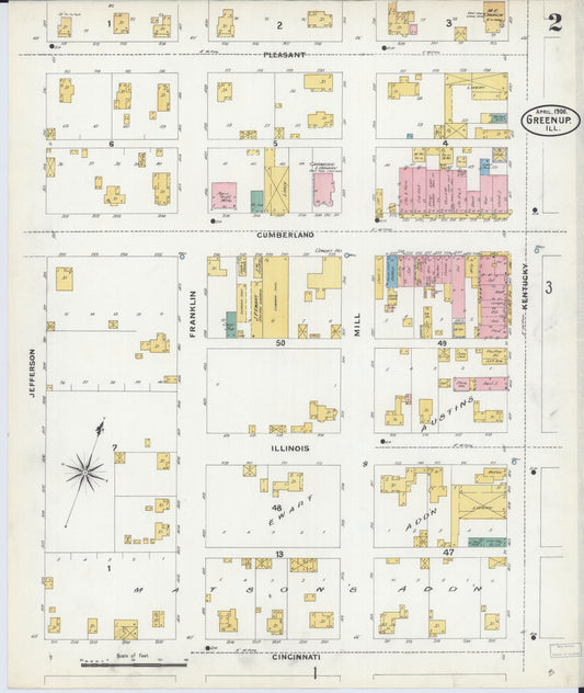 Sanborn Fire Insurance Map from Greenup, Cumberland County, Illinois (1906), Sheet #0002 - Historic Sanborn Fire Insurance Map Print, vintage old map wall art, antique decor, genealogy gift, Illinois Illinois map