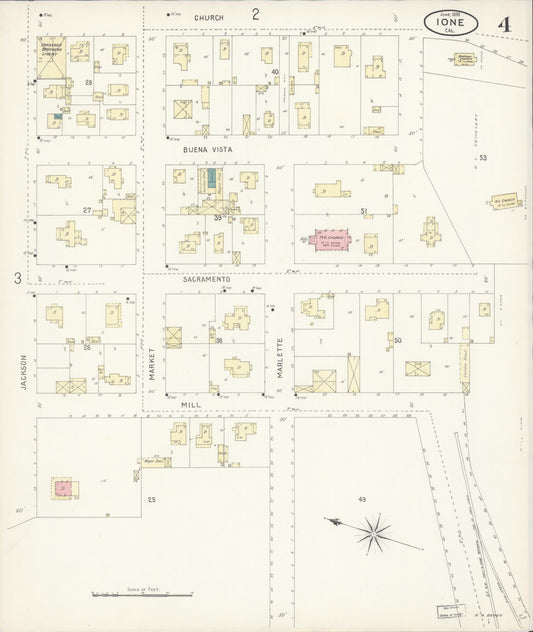 Sanborn Fire Insurance Map from Ione, Amador County, California (1898), Sheet #0004 - Historic Sanborn Fire Insurance Map Print, vintage old map wall art, antique decor, genealogy gift, California California map