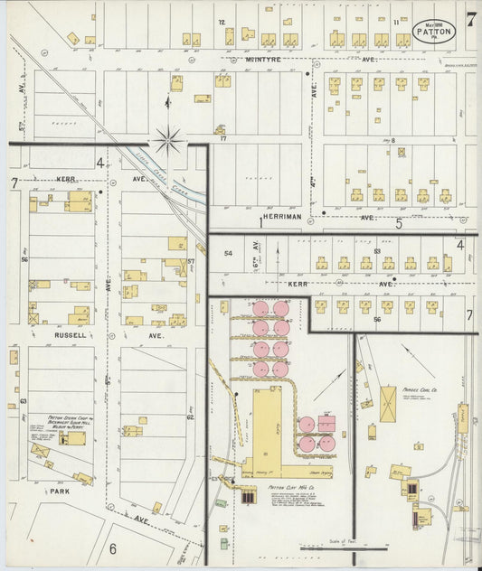 Sanborn Fire Insurance Map from Patton, Cambria County, Pennsylvania (1898), Sheet #0007 - Historic Sanborn Fire Insurance Map Print, vintage old map wall art, antique decor, genealogy gift, Pennsylvania Pennsylvania map