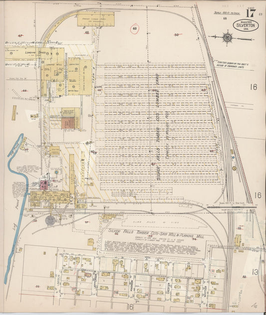 Sanborn Fire Insurance Map from Silverton, Marion County, Oregon (1939), Sheet #0017 - Historic Sanborn Fire Insurance Map Print, vintage old map wall art, antique decor, genealogy gift, Oregon Oregon map