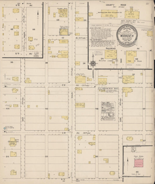 Sanborn Fire Insurance Map from Warden, Grant County, Washington (1922), Sheet #0001 - Historic Sanborn Fire Insurance Map Print, vintage old map wall art, antique decor, genealogy gift, Washington Washington map