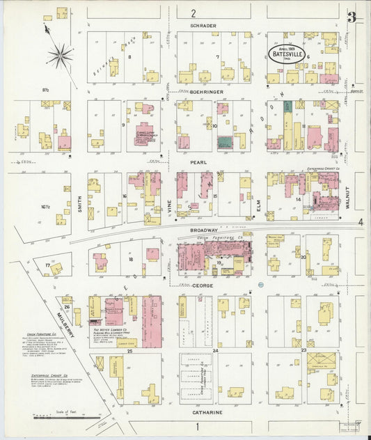 Sanborn Fire Insurance Map from Batesville, Ripley County, Indiana (1909), Sheet #0003 - Historic Sanborn Fire Insurance Map Print, vintage old map wall art, antique decor, genealogy gift, Indiana Indiana map