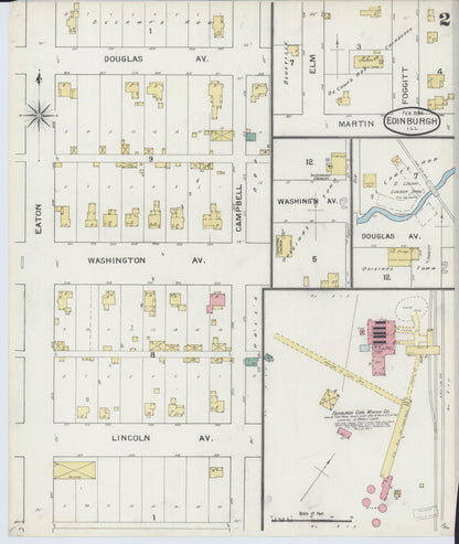 Sanborn Fire Insurance Map from Edinburgh, Christian County, Illinois (1894), Sheet #0002 - Complete Map Set gallery image, historic Sanborn map, vintage wall art, Illinois Illinois