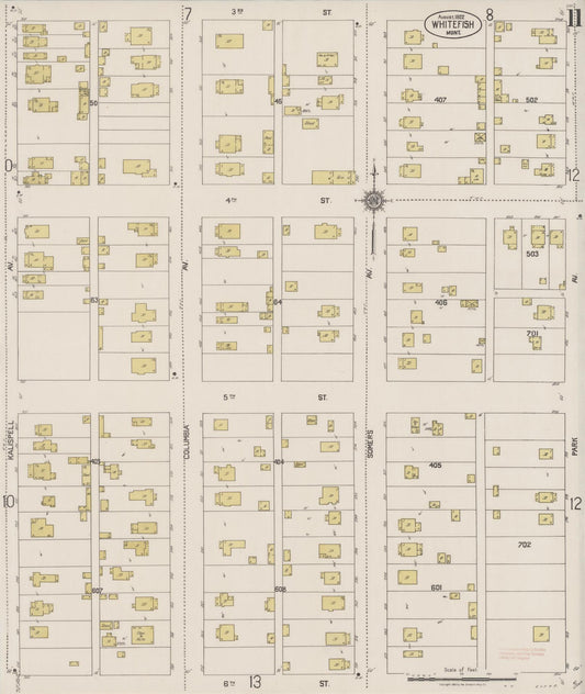 Sanborn Fire Insurance Map from Whitefish, Flathead County, Montana (1922), Sheet #0011 - Historic Sanborn Fire Insurance Map Print, vintage old map wall art, antique decor, genealogy gift, Montana Montana map