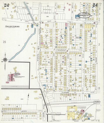 Sanborn Fire Insurance Map from Johnson City, Broome County, New York (1925), Sheet #0024 - Complete Map Set gallery image, historic Sanborn map, vintage wall art, New York New York
