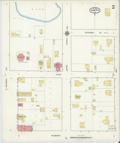 Sanborn Fire Insurance Map from Amite, Tangipahoa Parish, Louisiana (1916), Sheet #0002 - Complete Map Set gallery image, historic Sanborn map, vintage wall art, Louisiana Louisiana