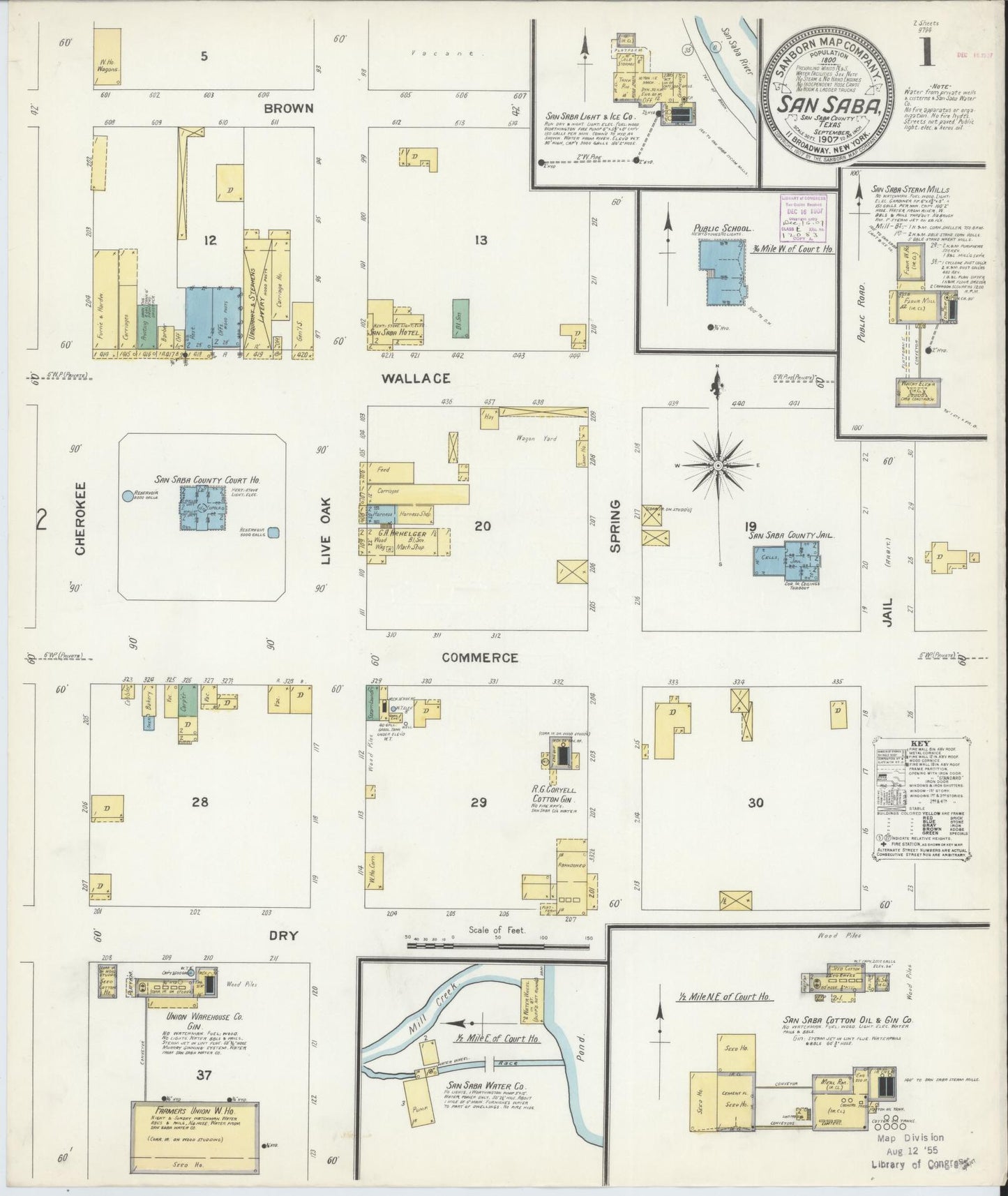 Sanborn Fire Insurance Map from San Saba, San Saba County, Texas. (1907) – Historic Sanborn Fire Insurance Map Print