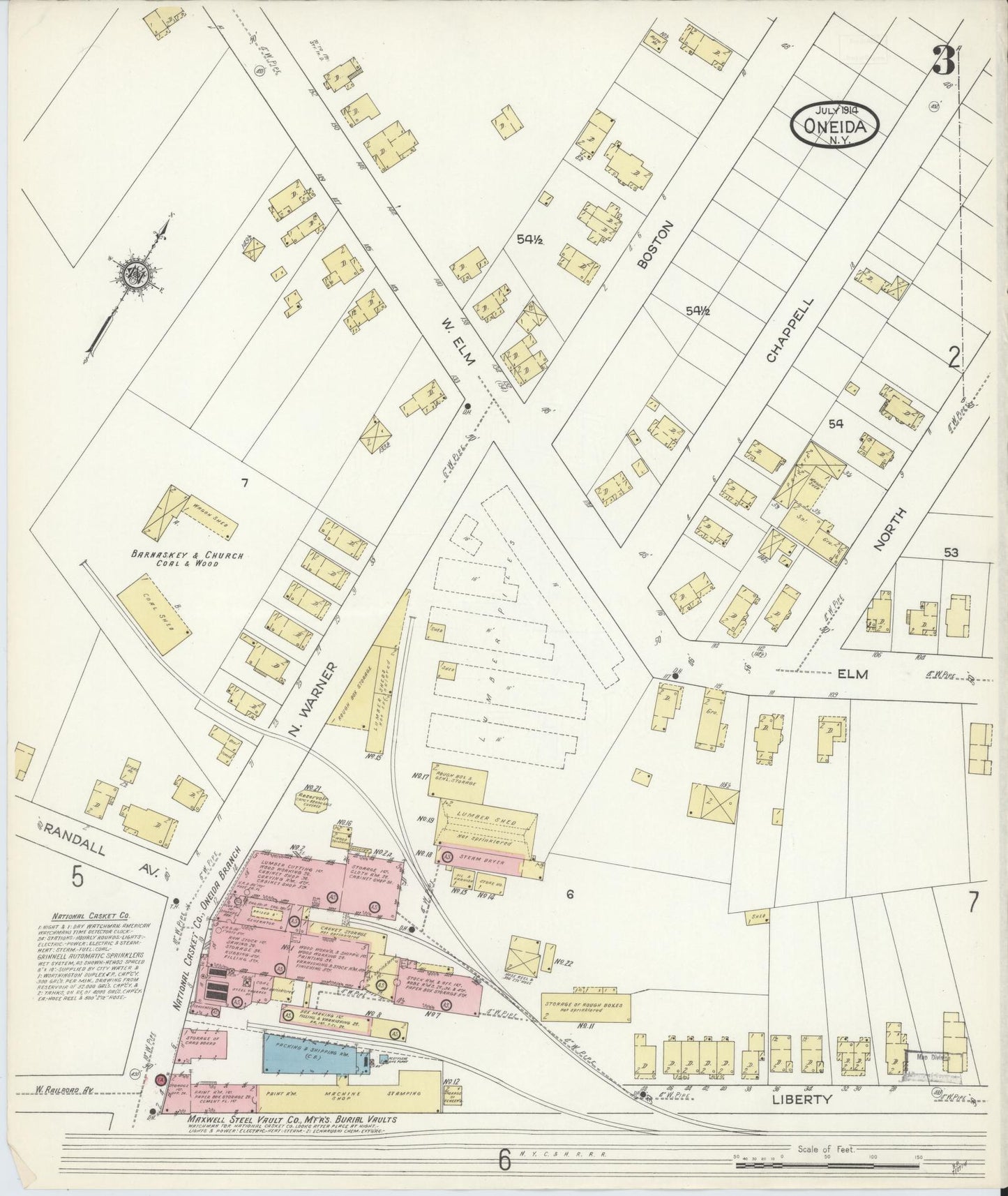 Sanborn Fire Insurance Map from Oneida, Madison County, New York (1914), Sheet #0003 - Complete Map Set gallery image, historic Sanborn map, vintage wall art, New York New York
