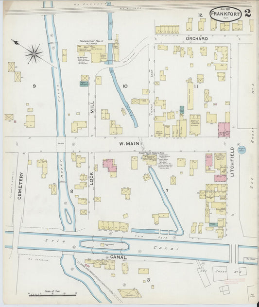 Sanborn Fire Insurance Map from Frankfort, Herkimer County, New York (1891), Sheet #0002 - Historic Sanborn Fire Insurance Map Print, vintage old map wall art, antique decor, genealogy gift, New York New York map