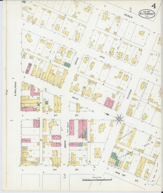 Sanborn Fire Insurance Map from Altamont, Effingham County, Illinois (1906), Sheet #0004 - Historic Sanborn Fire Insurance Map Print, vintage old map wall art, antique decor, genealogy gift, Illinois Illinois map