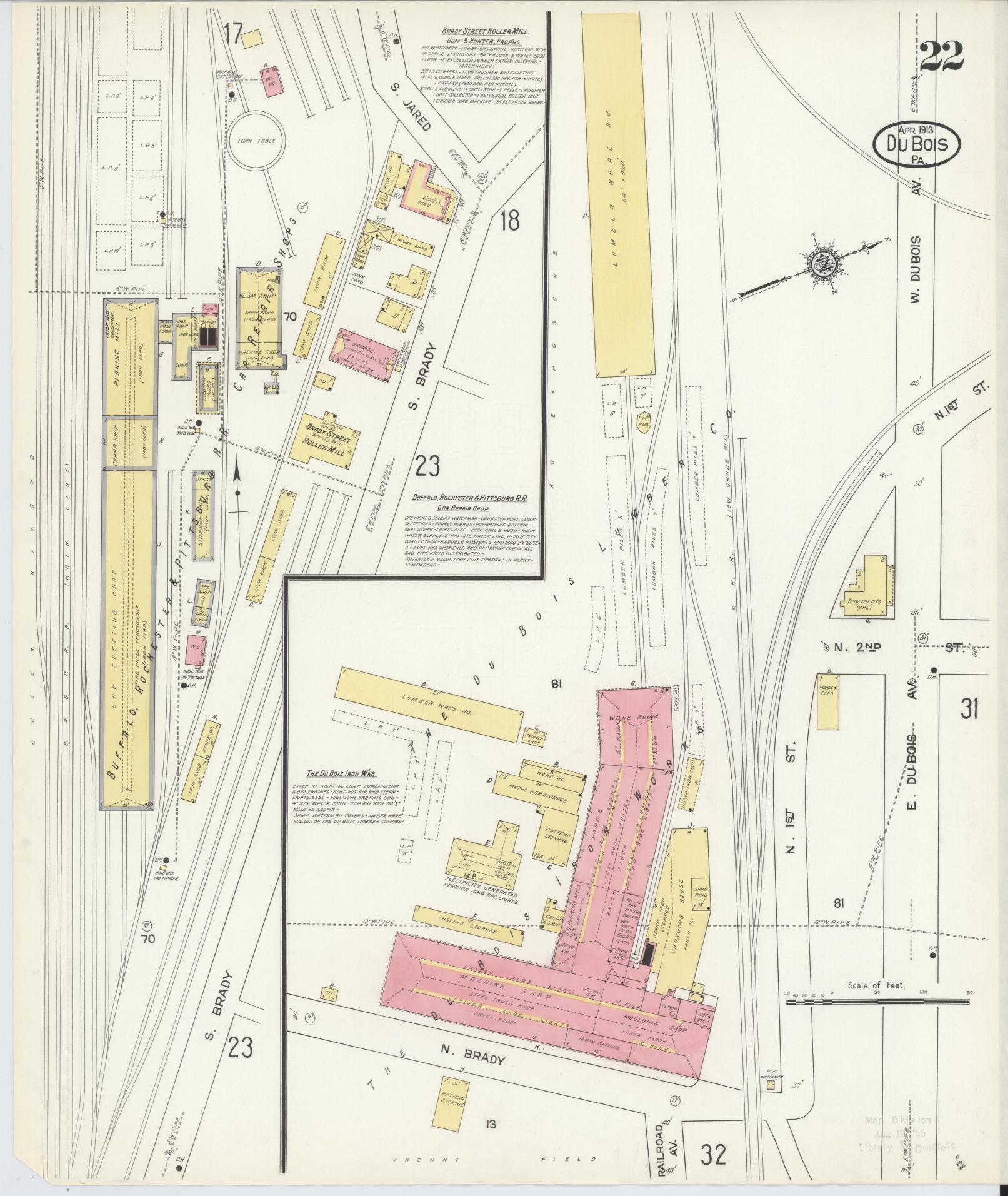 Sanborn Fire Insurance Map from Du Bois, Clearfield County, Pennsylvania (1913), Sheet #0022 - Historic Sanborn Fire Insurance Map Print, vintage old map wall art, antique decor, genealogy gift, Pennsylvania Pennsylvania map