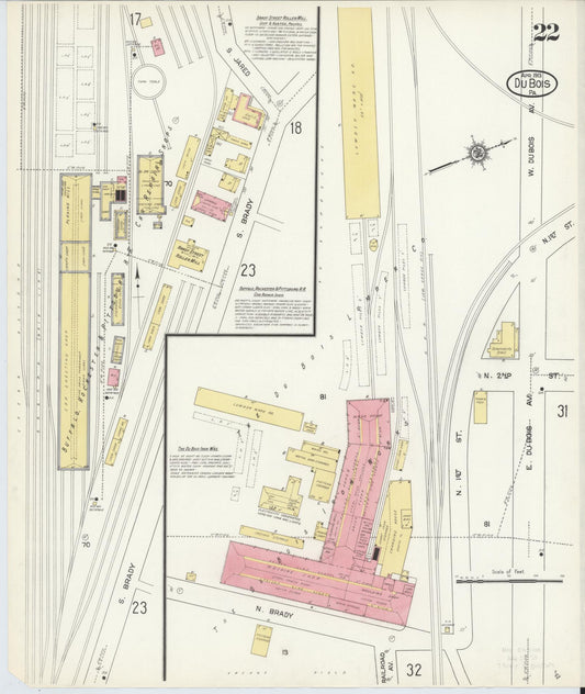 Sanborn Fire Insurance Map from Du Bois, Clearfield County, Pennsylvania (1913), Sheet #0022 - Historic Sanborn Fire Insurance Map Print, vintage old map wall art, antique decor, genealogy gift, Pennsylvania Pennsylvania map