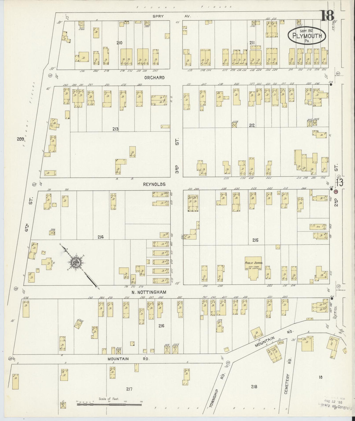 Sanborn Fire Insurance Map from Plymouth, Luzerne County, Pennsylvania (1912), Sheet #0018 - Historic Sanborn Fire Insurance Map Print, vintage old map wall art, antique decor, genealogy gift, Pennsylvania Pennsylvania map