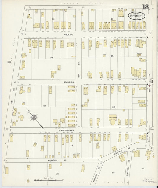 Sanborn Fire Insurance Map from Plymouth, Luzerne County, Pennsylvania (1912), Sheet #0018 - Historic Sanborn Fire Insurance Map Print, vintage old map wall art, antique decor, genealogy gift, Pennsylvania Pennsylvania map