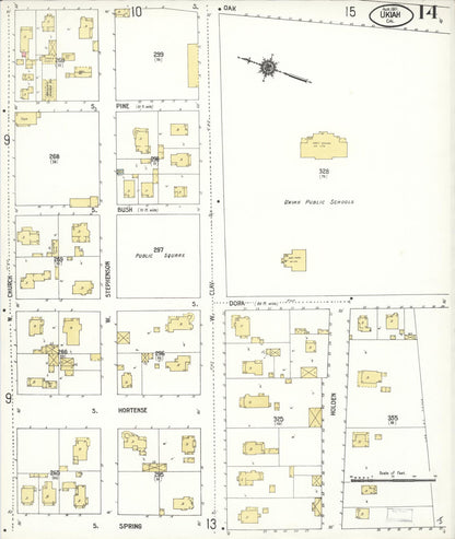 Sanborn Fire Insurance Map from Ukiah, Mendocino County, California (1911), Sheet #0014 - Complete Map Set gallery image, historic Sanborn map, vintage wall art, California California