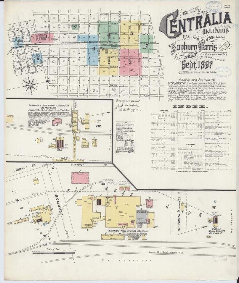 Sanborn Fire Insurance Map from Centralia, Marion, Clinton, Jefferson, and Washington Counties, Illinois. (1897) – Map View