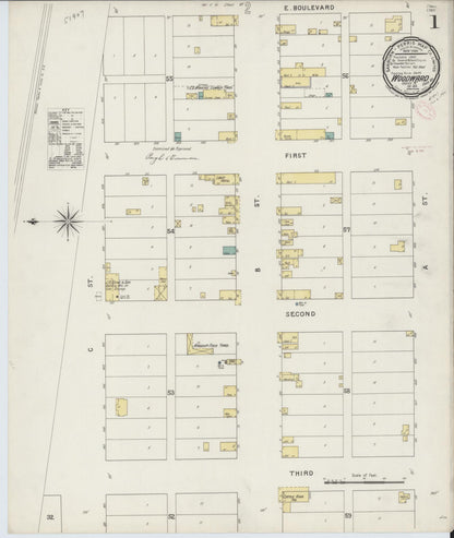 Sanborn Fire Insurance Map from Woodward, Woodward County, Oklahoma (1894), Sheet #0001 - Complete Map Set gallery image, historic Sanborn map, vintage wall art, Oklahoma Oklahoma