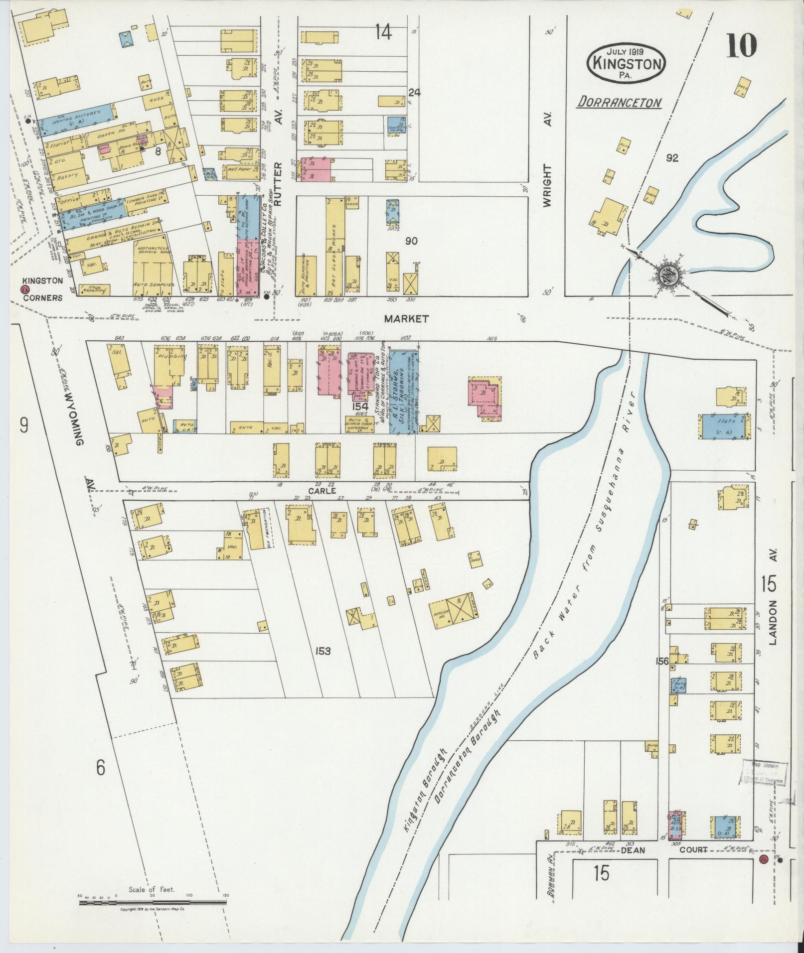 Sanborn Fire Insurance Map from Kingston, Luzerne County, Pennsylvania (1919), Sheet #0010 - Complete Map Set gallery image, historic Sanborn map, vintage wall art, Pennsylvania Pennsylvania