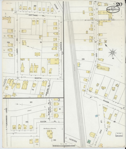 Sanborn Fire Insurance Map from New Rochelle, Westchester County, New York (1896), Sheet #0020 - Historic Sanborn Fire Insurance Map Print, vintage old map wall art, antique decor, genealogy gift, New York New York map