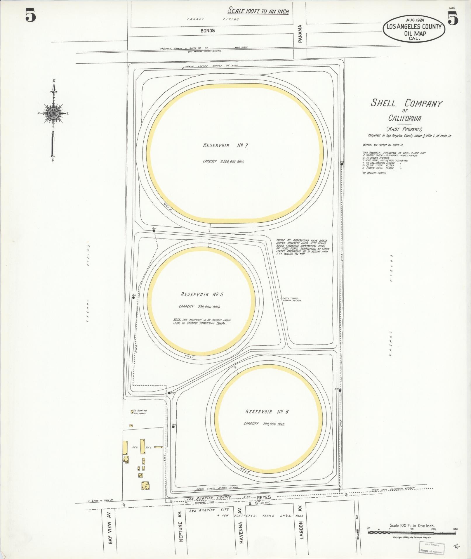 Sanborn Fire Insurance Map from Los Angeles Co., Los Angeles County, California (1924), Sheet #0005 - Historic Sanborn Fire Insurance Map Print, vintage old map wall art, antique decor, genealogy gift, California California map