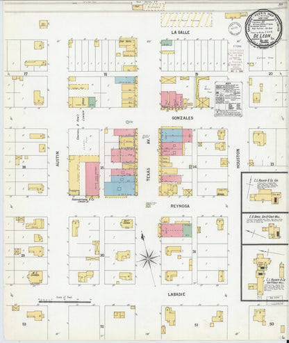 Sanborn Fire Insurance Map from De Leon, Comanche County, Texas (1900), Sheet #0001 - Historic Sanborn Fire Insurance Map Print, vintage old map wall art, antique decor, genealogy gift, Texas Texas map