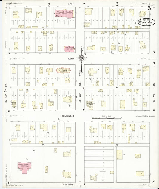 Sanborn Fire Insurance Map from Osage City, Osage County, Kansas (1912), Sheet #0005 - Historic Sanborn Fire Insurance Map Print, vintage old map wall art, antique decor, genealogy gift, Kansas Kansas map