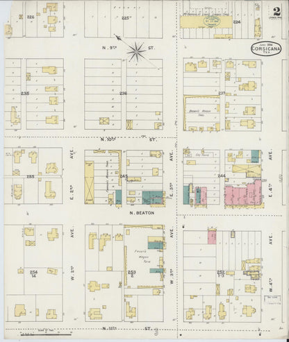 Sanborn Fire Insurance Map from Corsicana, Navarro County, Texas (1894), Sheet #0002 - Historic Sanborn Fire Insurance Map Print, vintage old map wall art, antique decor, genealogy gift, Texas Texas map