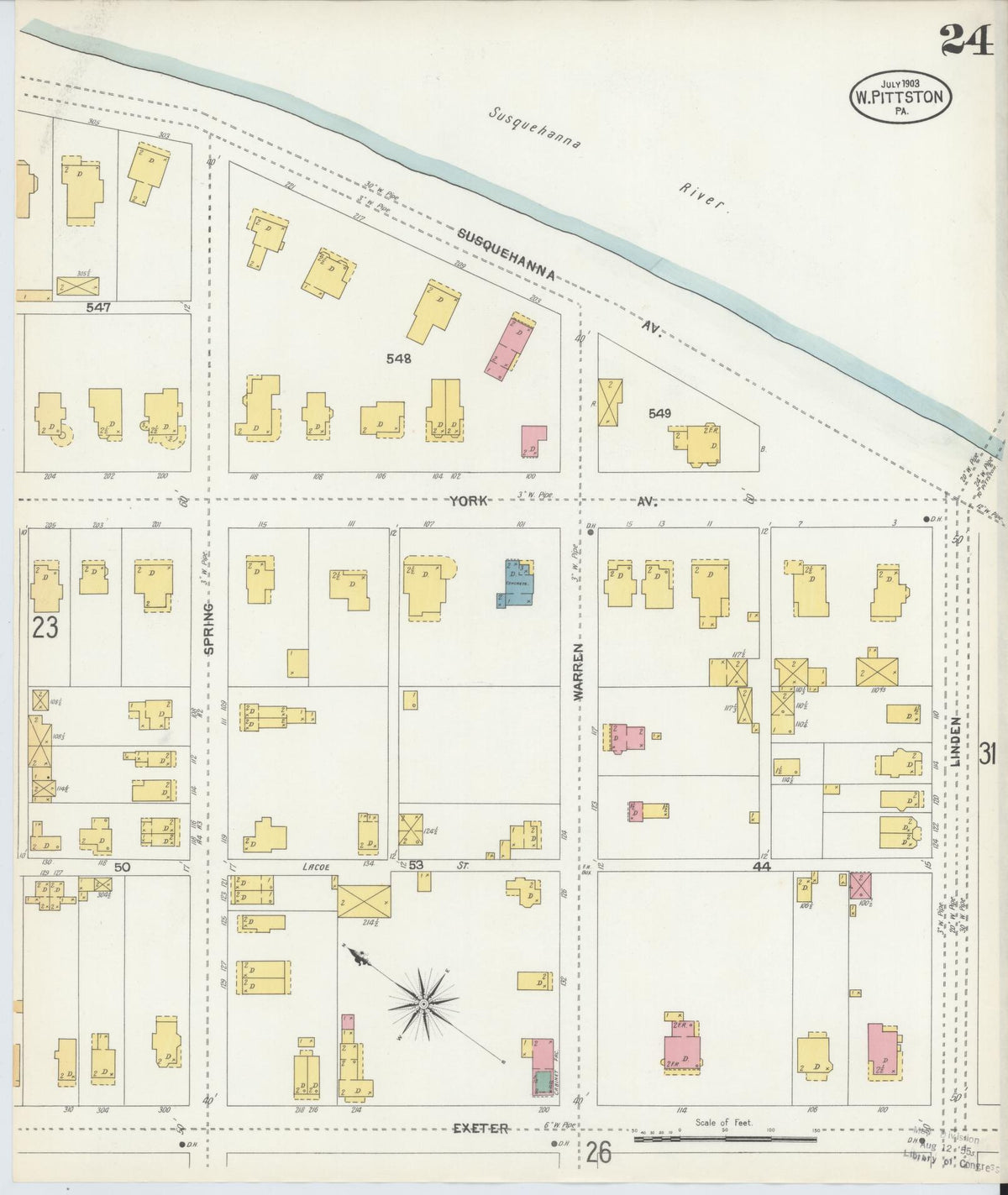 Sanborn Fire Insurance Map from Pittston, Luzerne County, Pennsylvania (1903), Sheet #0024 - Complete Map Set gallery image, historic Sanborn map, vintage wall art, Pennsylvania Pennsylvania