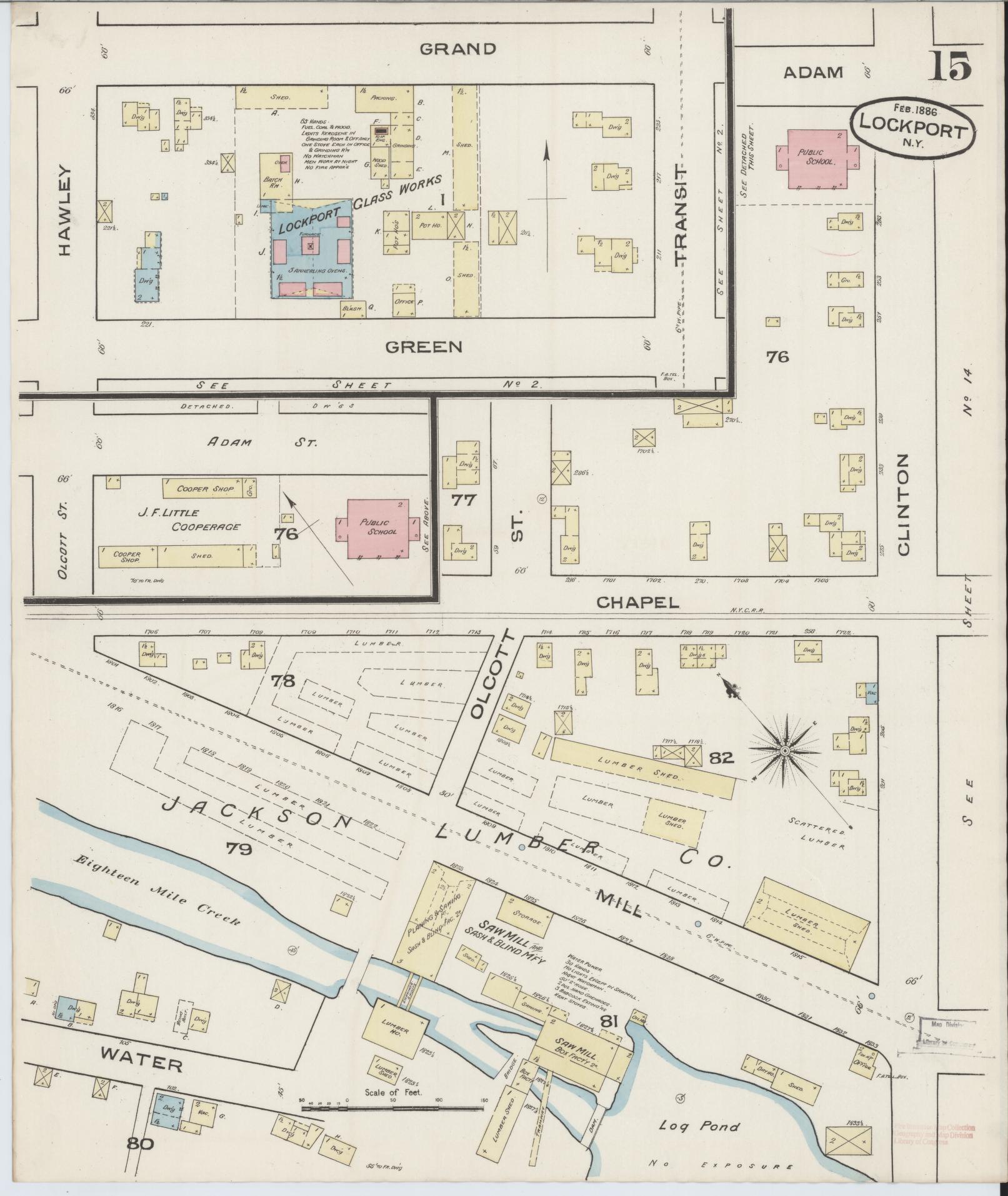 Sanborn Fire Insurance Map from Lockport, Niagara County, New York (1886), Sheet #0014 - Historic Sanborn Fire Insurance Map Print, vintage old map wall art, antique decor, genealogy gift, New York New York map