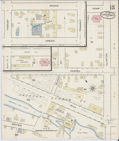 Sanborn Fire Insurance Map from Lockport, Niagara County, New York (1886), Sheet #0014 - Historic Sanborn Fire Insurance Map Print, vintage old map wall art, antique decor, genealogy gift, New York New York map