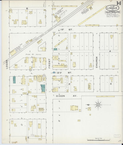 Sanborn Fire Insurance Map from Lincoln, Logan County, Illinois (1891), Sheet #0014 - Complete Map Set gallery image, historic Sanborn map, vintage wall art, Illinois Illinois