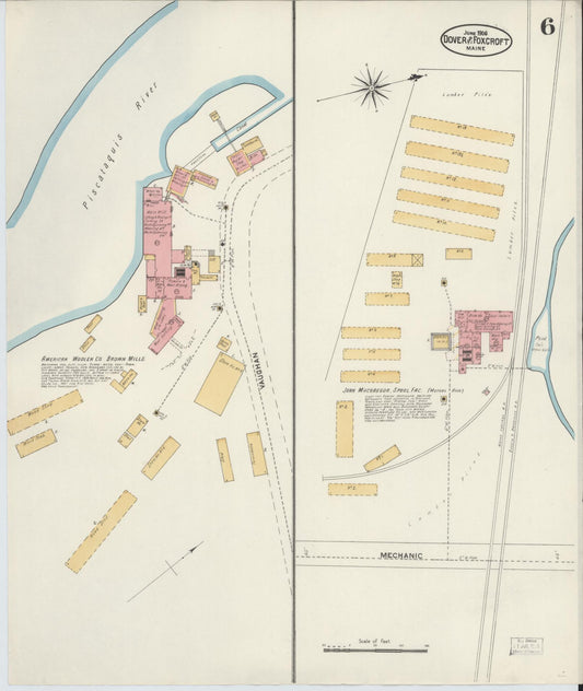 Sanborn Fire Insurance Map from Dover, Piscataguis County, Maine (1906), Sheet #0006 - Historic Sanborn Fire Insurance Map Print, vintage old map wall art, antique decor, genealogy gift, Maine Maine map