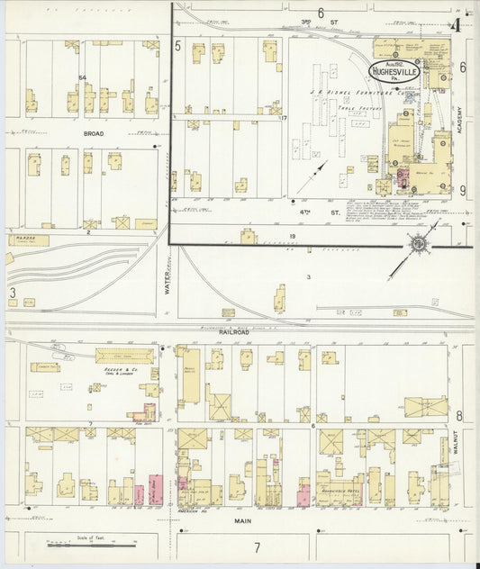Sanborn Fire Insurance Map from Hughesville, Lycoming County, Pennsylvania (1912), Sheet #0004 - Historic Sanborn Fire Insurance Map Print, vintage old map wall art, antique decor, genealogy gift, Pennsylvania Pennsylvania map