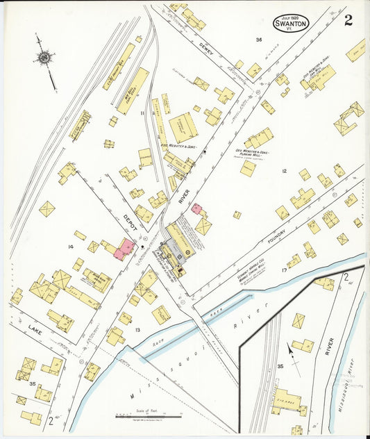 Sanborn Fire Insurance Map from Swanton, Franklin County, Vermont (1920), Sheet #0002 - Historic Sanborn Fire Insurance Map Print, vintage old map wall art, antique decor, genealogy gift, Vermont Vermont map