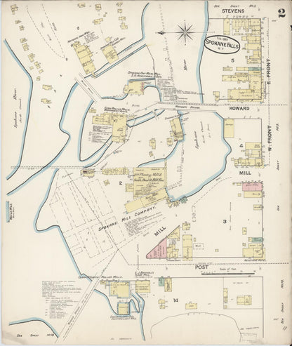 Sanborn Fire Insurance Map from Spokane, Spokane County, Washington (1889), Sheet #0002 - Complete Map Set gallery image, historic Sanborn map, vintage wall art, Washington Washington