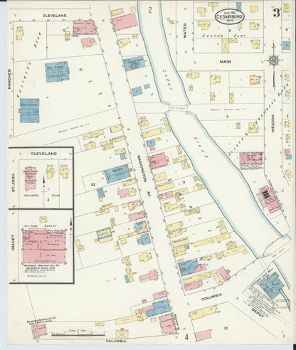 Sanborn Fire Insurance Map from Cedarburg, Ozaukee County, Wisconsin (1910), Sheet #0003 - Historic Sanborn Fire Insurance Map Print, vintage old map wall art, antique decor, genealogy gift, Wisconsin Wisconsin map