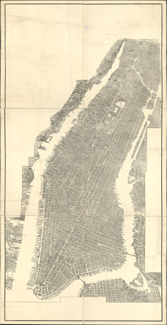 [Bird's-eye-view of Manhattan and adjacent districts, New York City]. (1900) – Historic Bird’s-Eye View Panorama Print