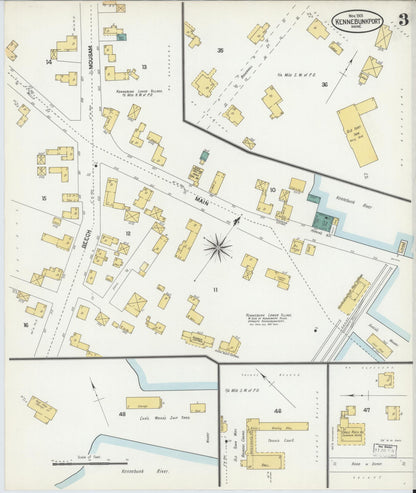 Sanborn Fire Insurance Map from Kennebunkport, York County, Maine (1901), Sheet #0003 - Complete Map Set gallery image, historic Sanborn map, vintage wall art, Maine Maine