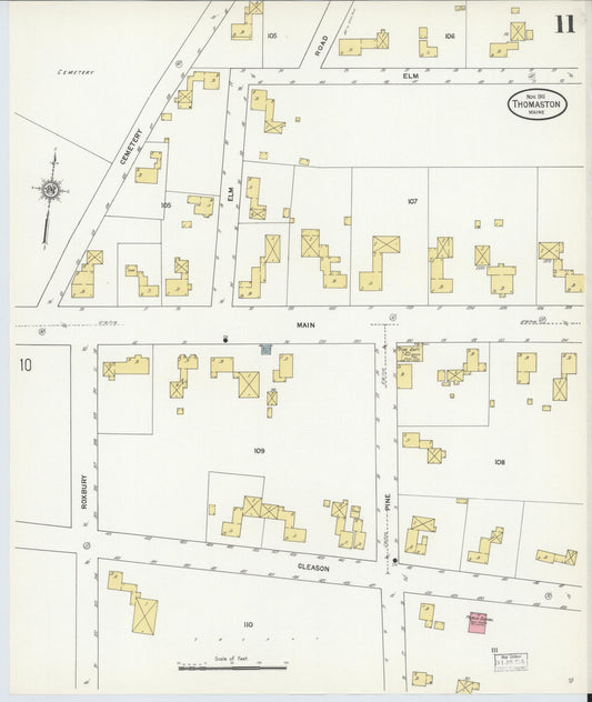 Sanborn Fire Insurance Map from Thomaston, Knox County, Maine (1911), Sheet #0011 - Historic Sanborn Fire Insurance Map Print, vintage old map wall art, antique decor, genealogy gift, Maine Maine map